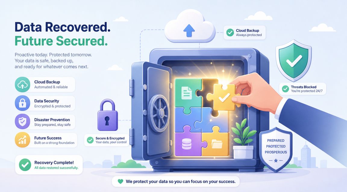 A digital illustration showing a hand placing a jigsaw piece into a safe to symbolize data security.
